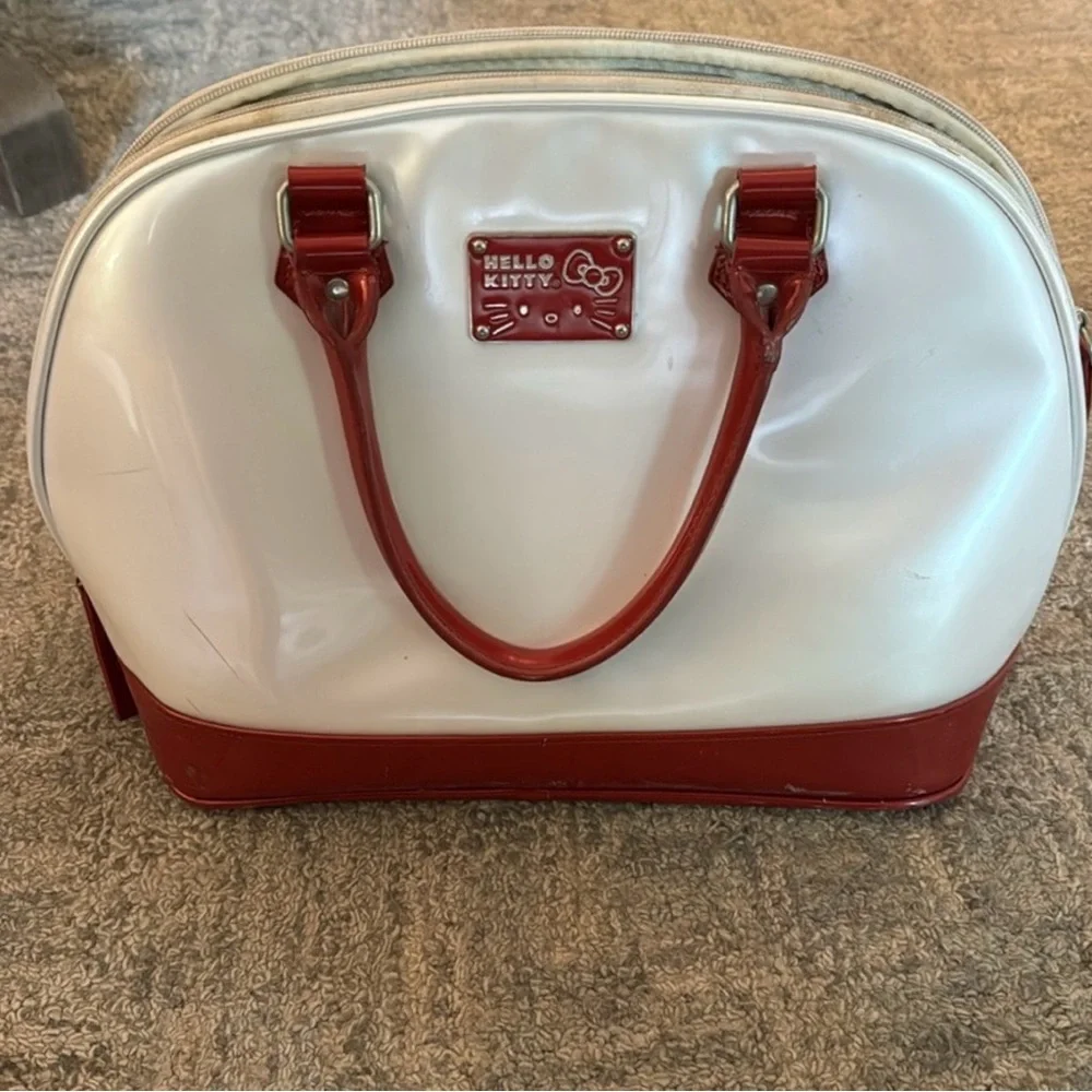 Loungefly Hello Kitty quilted faux patent leather face & bow large domed satchel